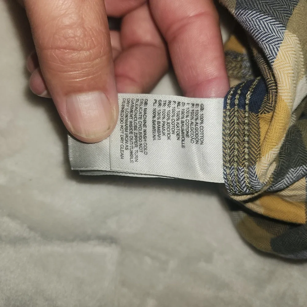 The North Face Mens Plaid Flannel Shirt Large Yellow‎ Blue Long Sleeve
